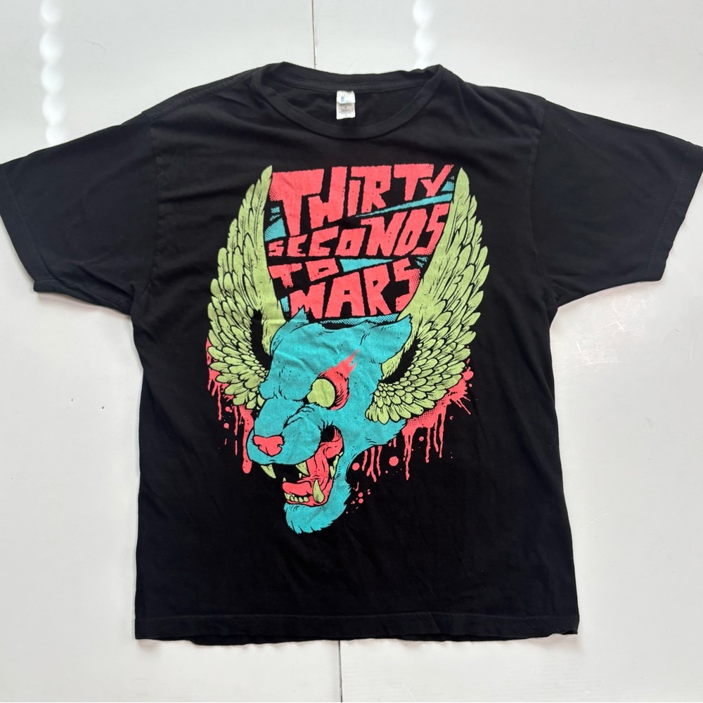 Thirty Seconds‎ To Mars Tultex Black 2000's Emo Concert Jersey Tee